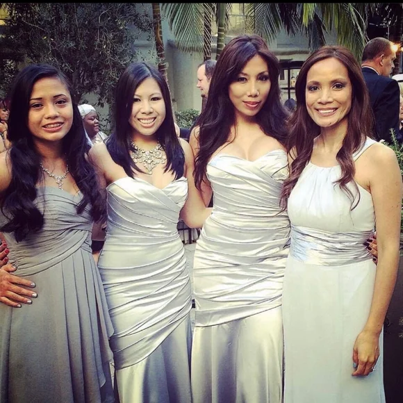 David's Bridal Bridesmaid Charmeuse Draped Strapless Dress - Size 4 Check Photos - Picture 4 of 15